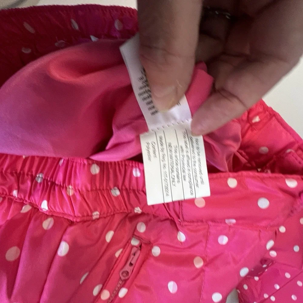 Girls Gymboree Snow Ski Pants Pink White Polka Dots Size Large 10-12